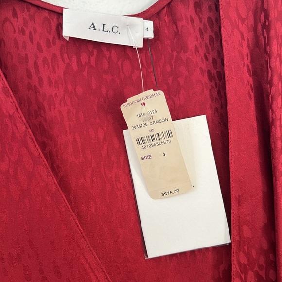 A.L.C. Red silk long sleeve wrap dress. New with tags. Size 4 - Picture 5 of 6
